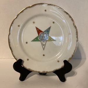 Eastern Star, Hand painted, LEFTON, plate. 8”, Masonic⭐️⭐️⭐️⭐️⭐️⭐️⭐️⭐️⭐️⭐️⭐️⭐️